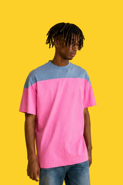 a boy with pink t-shirt
