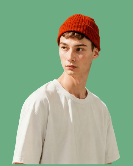 a boy with red hat